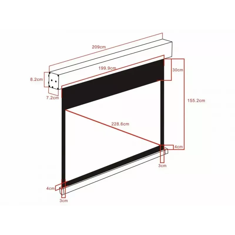 Mootoriga projektsiooniekraan MULTIBRACKETS M 16:10 90 tolli (Vaadatav 193,9×121,2 cm) Mattvalge, Must/Valge