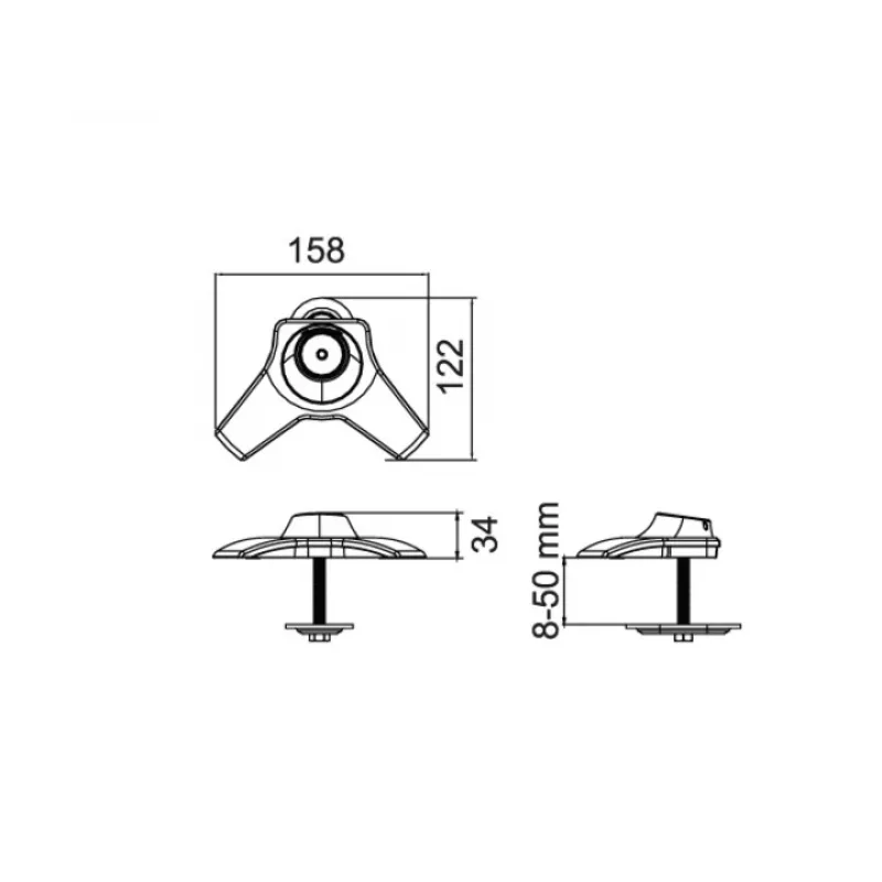 Läbiviigupesa Multibrackets M Desktopmount ühe-/kahe-/kolmekordsele monitorialusele must mudel