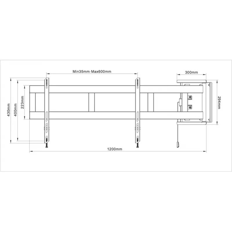Multibrackets M Universal Swing Arm 180 Degrees Large Must 75 kg 48-69 tolli