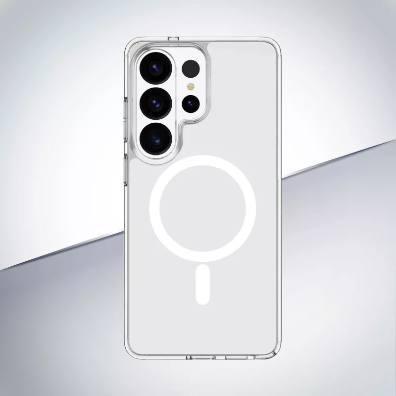 Cellularline Clear Mag - Galaxy S26 Ultra ülitugev läbipaistev ümbris kummist äärega, ühildub Qi2 ökosüsteemi ja magnetiliste tarvikutega, töödeldud kollasuse vältimiseks.