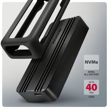 Axagon EEM2-40G USB-C 40Gbps M.2 NVMe SSD väliskorpus, ARMORED alumiinium