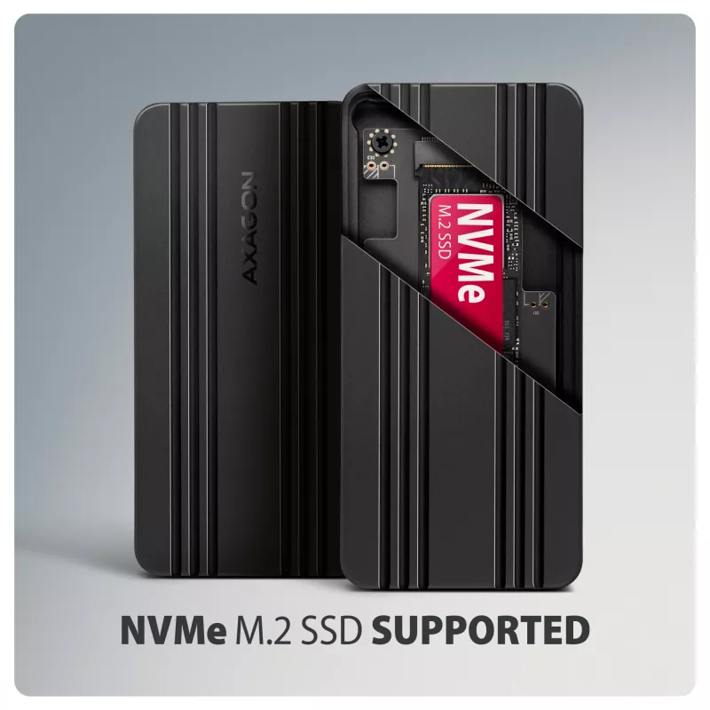 Axagon EEM2-40G USB-C 40Gbps M.2 NVMe SSD väliskorpus, ARMORED alumiinium