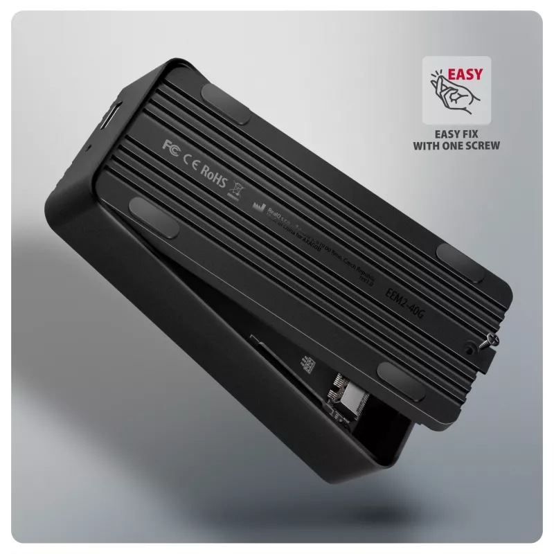 Axagon EEM2-40G USB-C 40Gbps M.2 NVMe SSD väliskorpus, ARMORED alumiinium