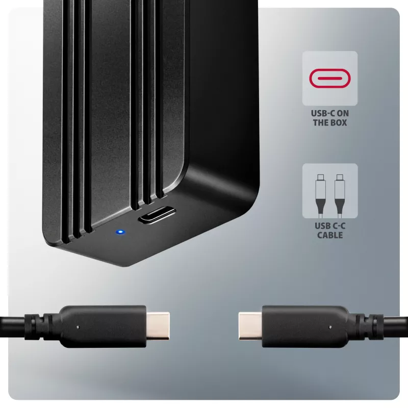 Axagon EEM2-40G USB-C 40Gbps M.2 NVMe SSD väliskorpus, ARMORED alumiinium
