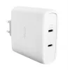Laadija TRUST Maxo 100W 2-Port USB-C GaN — 100 W, 2x USB-C, 20 V max, vahelduvvool, siseruumidesse, 2 m kaabel, valge