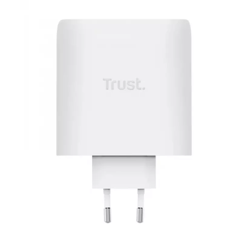 Laadija TRUST Maxo 100W 2-Port USB-C GaN — 100 W, 2x USB-C, 20 V max, vahelduvvool, siseruumidesse, 2 m kaabel, valge