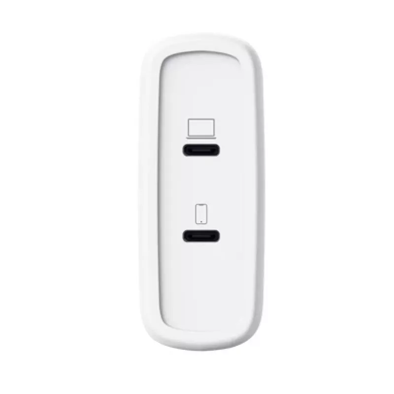 Laadija TRUST Maxo 100W 2-Port USB-C GaN — 100 W, 2x USB-C, 20 V max, vahelduvvool, siseruumidesse, 2 m kaabel, valge