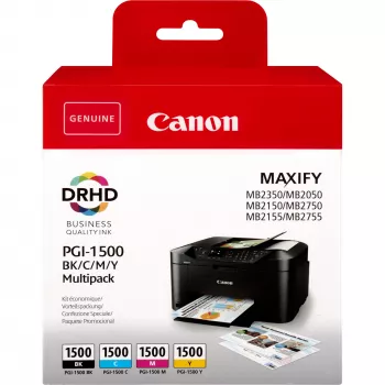 Canon PGI-1500 BK/C/M/Y tindikassett mitmikpakend, must, tsüaan, magenta, kollane, pigmendipõhine tint, pigmendipõhine tint, 12,4 ml, mitmikpakend