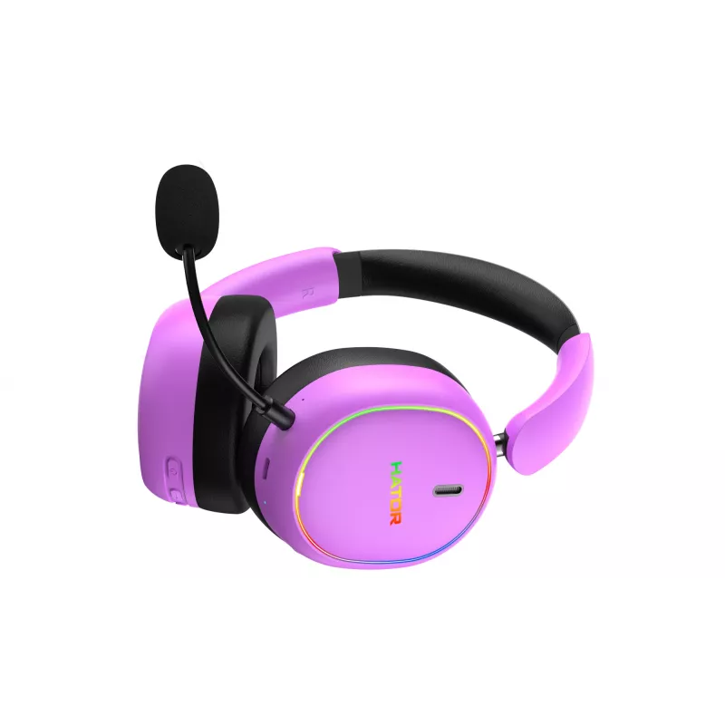 HATOR Phoenix 2 Wireless kõrvaklapid, juhtmega ja juhtmevaba, peakõlariba, mänguritele, USB USB-C / USB Type-A, Bluetooth, violetne