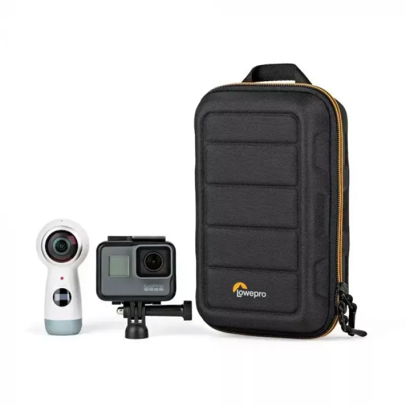 Kaameraümbris Lowepro HARDSIDE CS 60 — kõva kestaga kompaktümbris, 140×85×227 mm, must/oranž