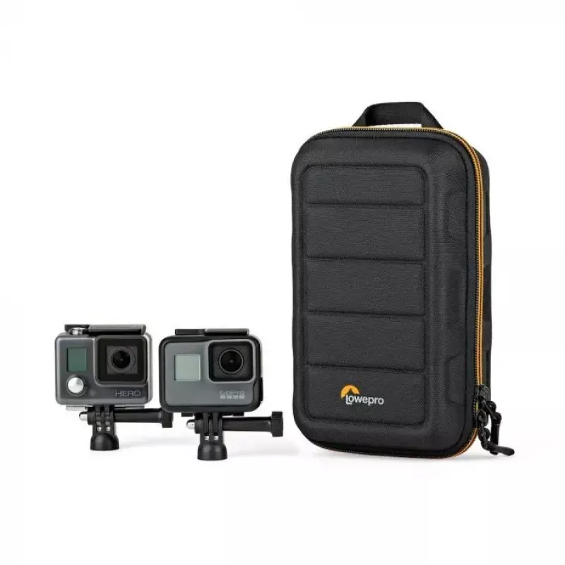 Kaameraümbris Lowepro HARDSIDE CS 60 — kõva kestaga kompaktümbris, 140×85×227 mm, must/oranž
