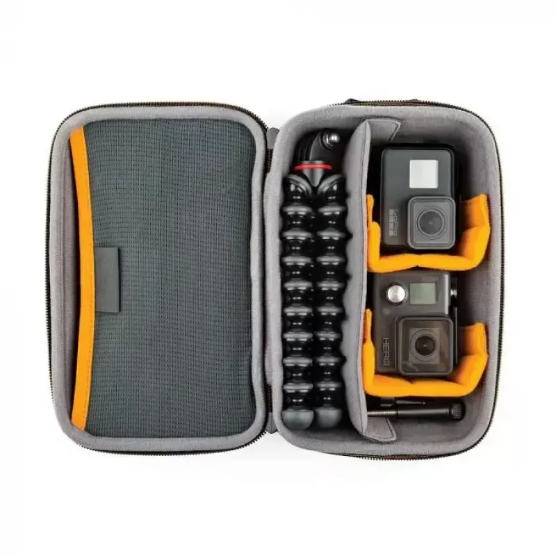 Kaameraümbris Lowepro HARDSIDE CS 60 — kõva kestaga kompaktümbris, 140×85×227 mm, must/oranž