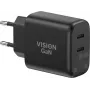 Mobiilseadme laadija VISION mudel TC-PUSBCEU/65 – USB toiteadapter telefonidele ja tahvelarvutitele
