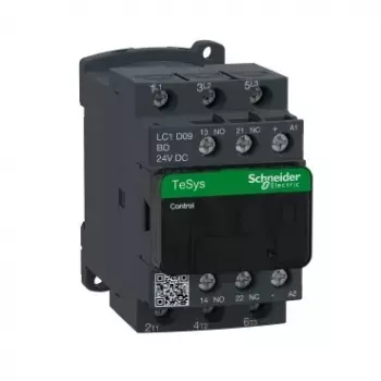 Schneider Electric LC1D09BD kontaktor — vahelduvvoolu toide, IP20, 3-pooluseline, 9A, roheline/hall