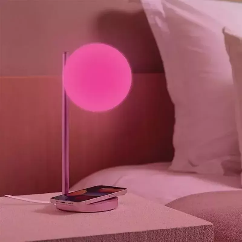 Laua-LED-lamp Lexon Bubble Lamp LH70LP heleroosa 15 W traadita laadijaga