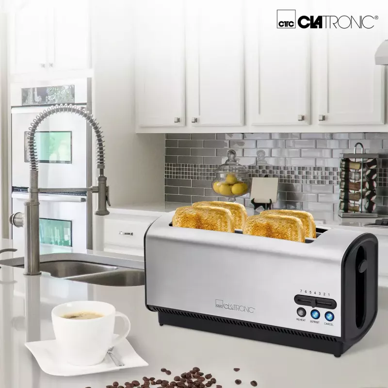 Röster Clatronic TA 3687 4 viilu 1200 W Must Roostevaba teras