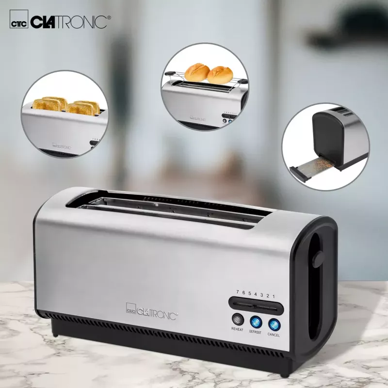 Röster Clatronic TA 3687 4 viilu 1200 W Must Roostevaba teras