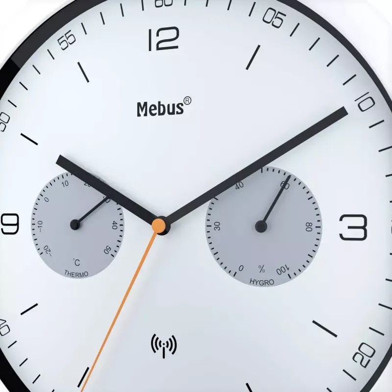 Seina-/lauakell Mebus 52826 ümar must hall valge