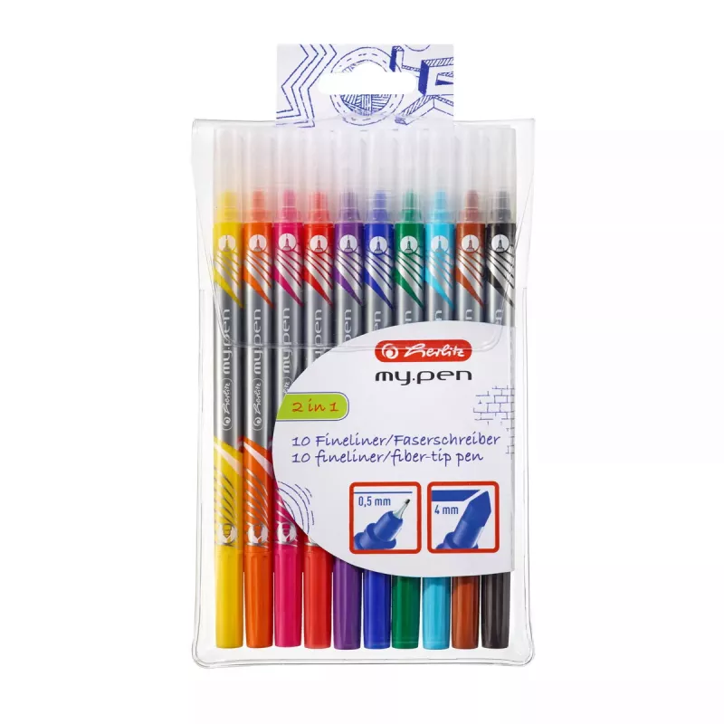 Marker Herlitz 11367232 peene otsaga 10 tk Must Sinine Pruun Roheline Oranž Roosa Lilla Punane Kollane
