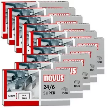 Klambrid NOVUS 24/6 DIN SUPER pakendis 10000 tk, 6 mm sääre pikkus