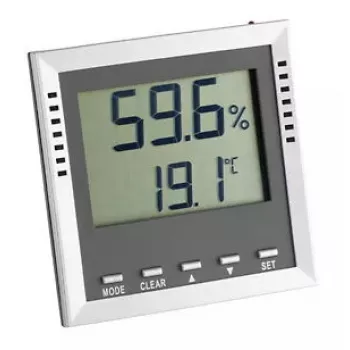 Sisene elektrooniline hügromeeter TFA-Dostmann 30.5010 digitaalse ekraaniga hall hõbedane
