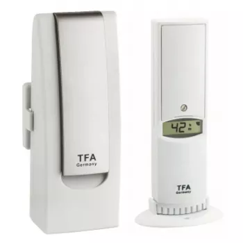 TFA Dostmann WeatherHub nutikodu traadita keskkonnaandur — niiskus ja temperatuur, Wi‑Fi, vahelduvvool/aku (AA), 40×28×104 mm