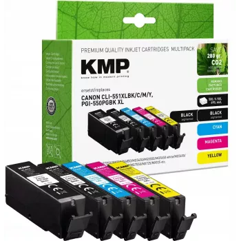 Tindikasseti komplekt KMP ühildub Canon PGI-550/CLI-551 XL-iga – mitmikpakend