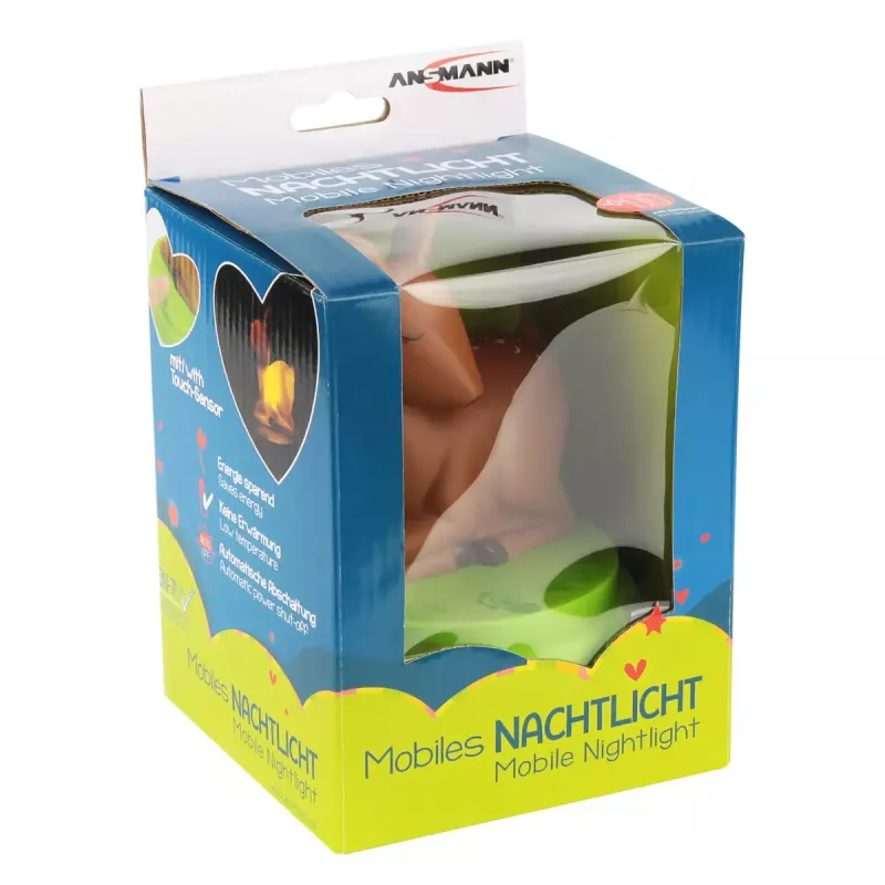 ANSMANN beebi-öölamp 1800-0059 — LED, kollane valgus, patarei AA ×3, 119×119×137 mm, pruun/roheline