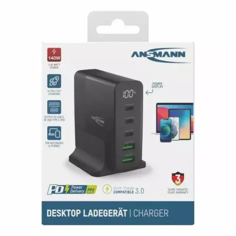 Siseruumide laadija Ansmann DC5140PD universaalne must USB kiirlaadija