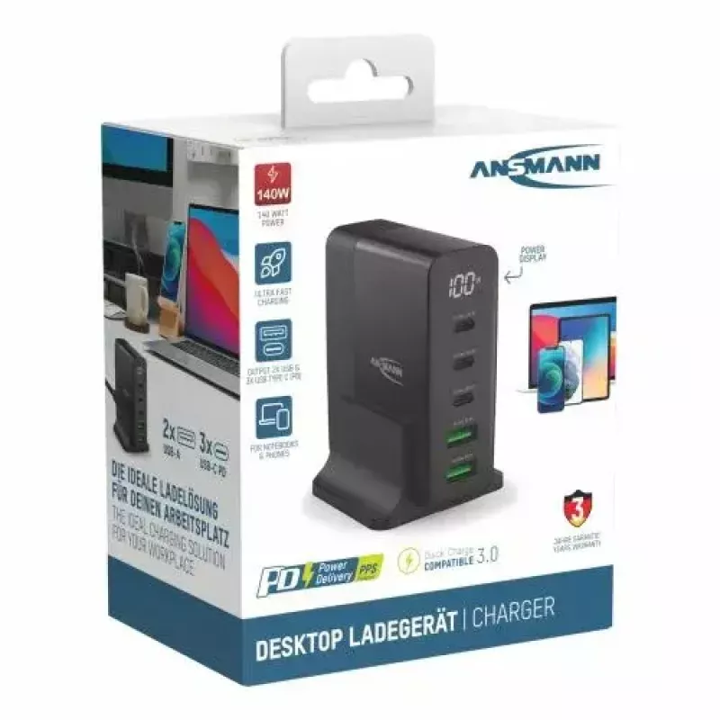 Siseruumide laadija Ansmann DC5140PD universaalne must USB kiirlaadija