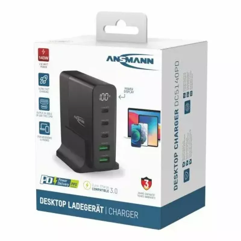 Siseruumide laadija Ansmann DC5140PD universaalne must USB kiirlaadija