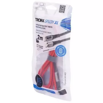 Laadimiskaabel TROIKA SPEEDY XL Red — vastupidav USB-laadimiskaabel, mudel CBL20/RD