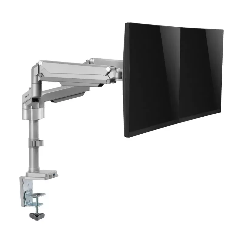 Kahe ekraaniga gaasivarrega monitorikinnitus Tripp Lite (EATON) DDR1732DAL 13–34-tollistele ekraanidele, klamber või läbiv polt, USB- ja helipordid, hõbedane