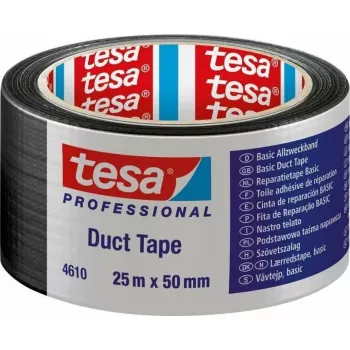 Riideteip Tesa 04610, 25 m x 50 mm, must