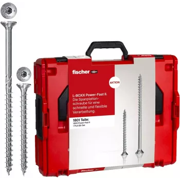 Kruvikomplekt FISCHER Power Fast II L-Boxx 102 (MPN 558739) – sorteeritud kruvid Power Fast II süsteemile