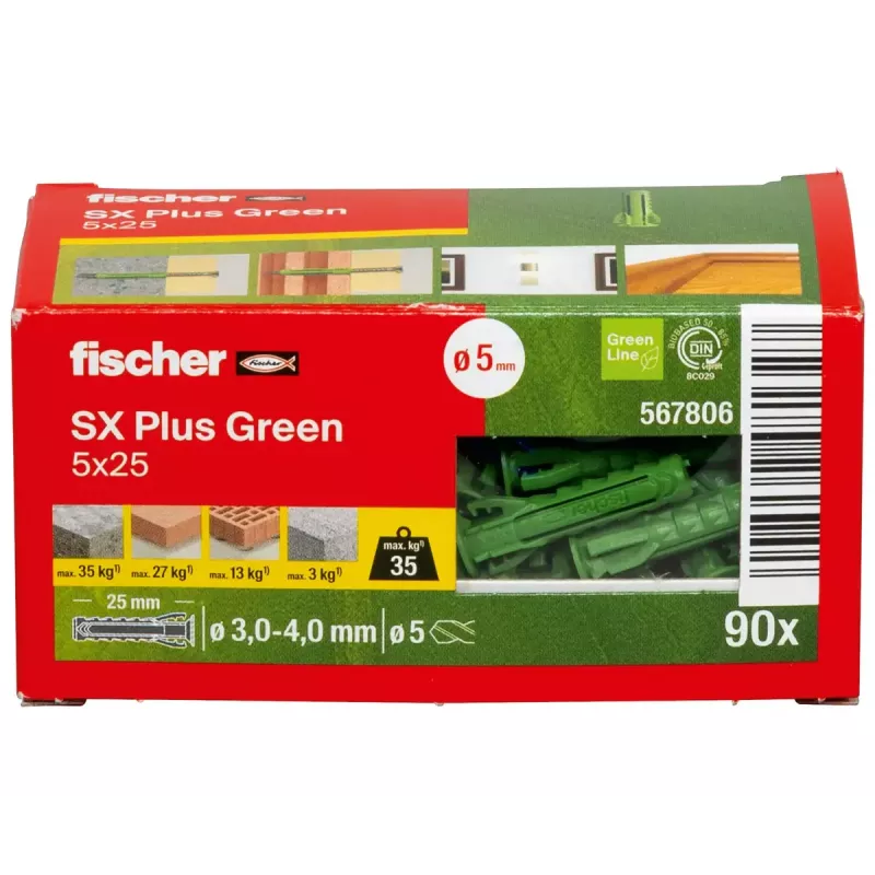Kruviankur Fischer SX Plus roheline 25 mm 90 tk