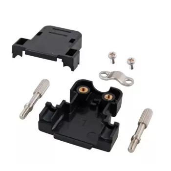 Juhtmepistik EFB Elektronik 29520.1 — D-sub 15-kontaktiline, plastik, must, välimine Ø 8 mm, 31×32 mm
