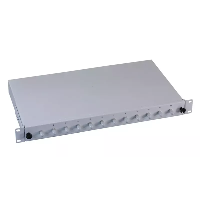 Patch panel 1U EFB Elektronik B71006.12OM4 — ST fiiberkonnektorid, metall, 483×44.5×244 mm