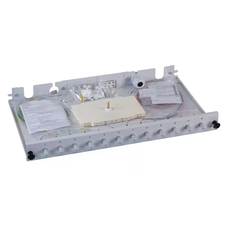 Patch panel 1U EFB Elektronik B71006.12OM4 — ST fiiberkonnektorid, metall, 483×44.5×244 mm