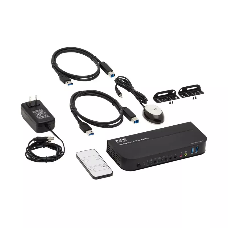 KVM-lüliti 2-port HDMI/USB Tripp Lite B005-HUA2-K — 4K 60 Hz, HDR, HDCP 2.2, IR, USB-jagamine, 1,2 m kaablid