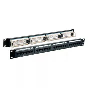 Patch-paneel EFB Elektronik 37585.1, 24-pordiline RJ-45, 1U rack, 5000 Mbit/s, kullatud kontaktid, must