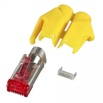 RJ-45 isane traatpistik Hirose H7641.5-100, kollane/punane, 100 tk