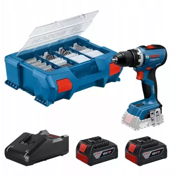 Juhtmeta löökkeeraja Bosch GSR 18V-65, 18 V, komplekt koos 2x 4,0 Ah aku ja L-Boxx'iga