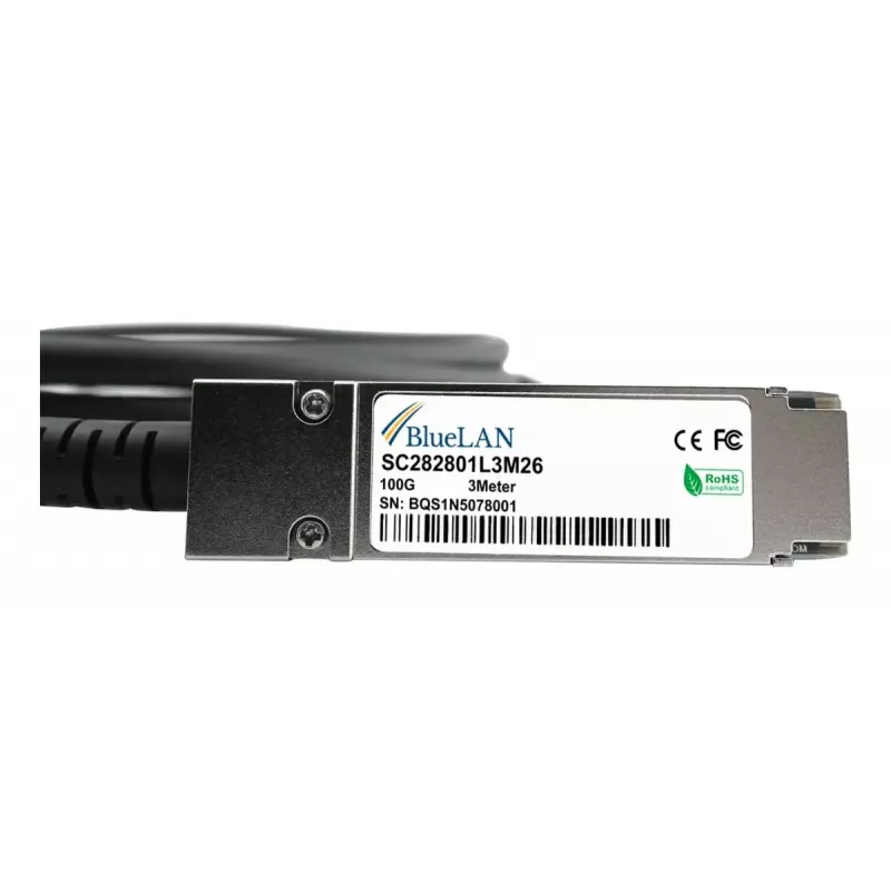 BlueOptics QSFP28 DAC-kaabel SFP-DAC100-2M-BL 100GBASE-CR4 2 m, must