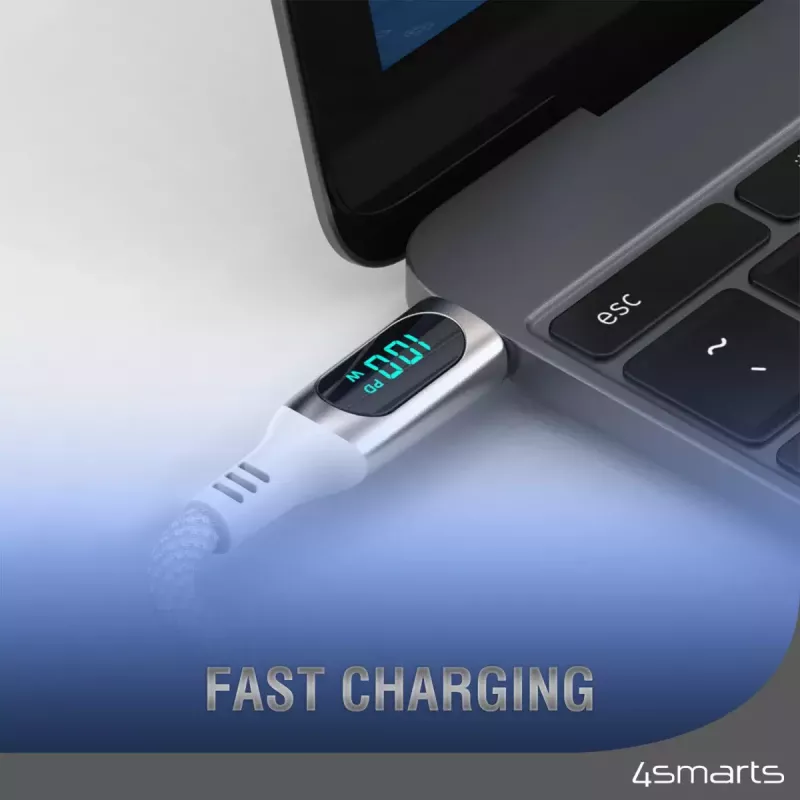 USB-kaabel 4smarts 540954 3 m USB-C valge USB 2.0 0,48 Gbit/s