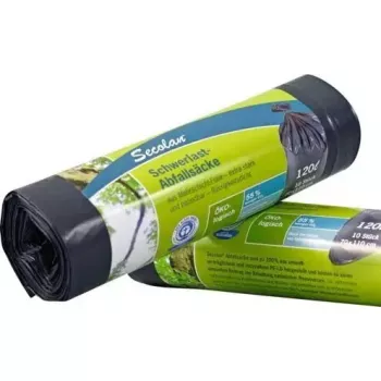 Secolan vastupidavad prügikotid 120 L, pakk 1×10, hall/must