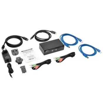 2-pordiline DisplayPort KVM-lüliti heli ja USB 3.0 jaoturiga EATON B004-DPUA2-K — DisplayPort, USB klaviatuur/hiir, 2560×1600, 1,2 m kaablid
