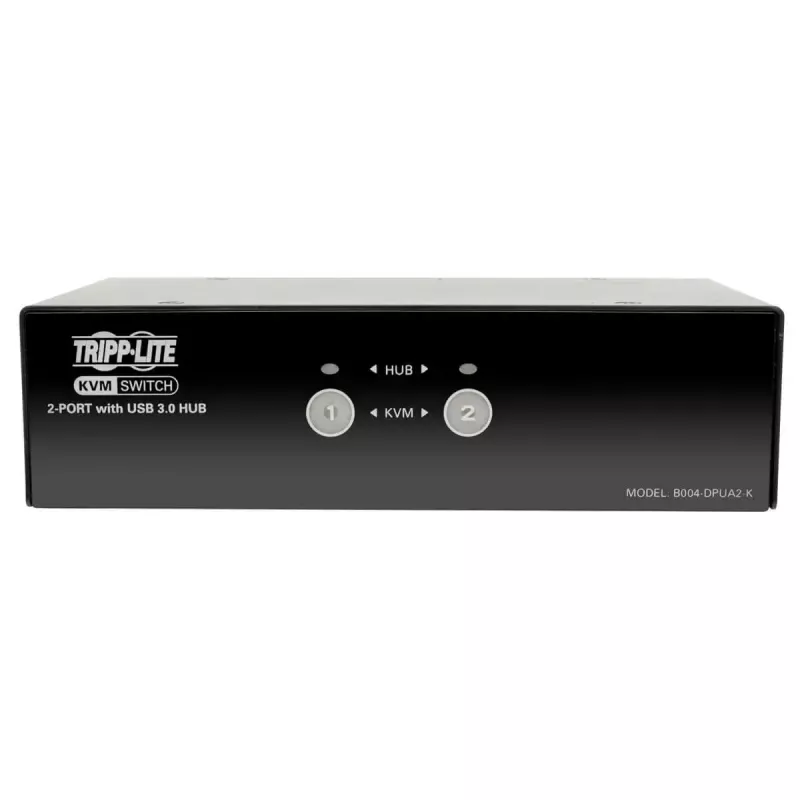 2-pordiline DisplayPort KVM-lüliti heli ja USB 3.0 jaoturiga EATON B004-DPUA2-K — DisplayPort, USB klaviatuur/hiir, 2560×1600, 1,2 m kaablid