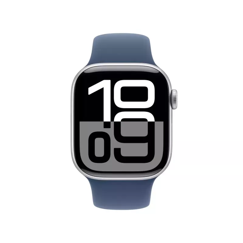 Nutikell Apple Watch Series 10 GPS 42mm hõbedane alumiiniumkorpus teksasinise spordirihmaga M/L