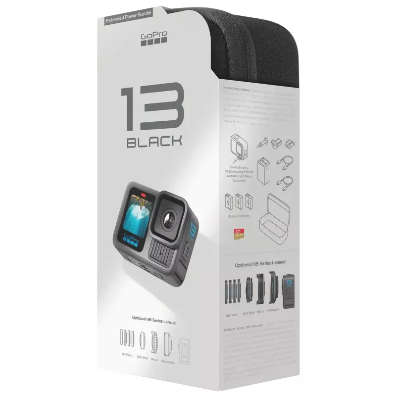 Action Camera GoPro HERO13 Black Power Bundle — 5.3K Ultra HD, 240 fps, 27.6 MP, 177° FOV